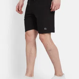 Octave Black Cotton Regular Fit Shorts image 3