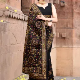 Elora Black Silk Woven Saree With Unstitched Blouse image 3