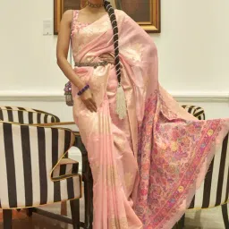 Saree Mall Pink Silk Woven Saree With Unstitched Blouse-picture-26