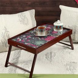 India Circus by Krsnaa Mehta Floral Galore Printed Black Wood Tray Table-picture-7