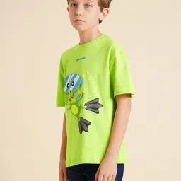 Jack & Jones Junior Boys Green Graphic Regular Fit T-Shirt image 3