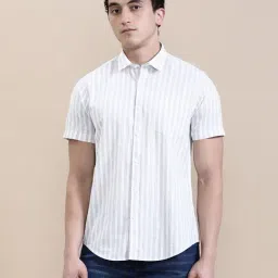 Crocodile Lavender Cotton Striped Regular Fit Shirt-picture-10