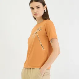 Elle Orange Embellished T-Shirt image 3