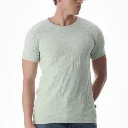 Jack & Jones Iceberg Green Cotton Regular Fit Texture T-Shirt-picture-17