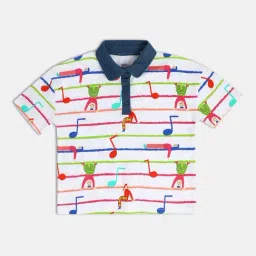 MINIKLUB Kids White Printed Polo Top image 3