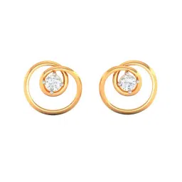 p.c. chandra jewellers BIS Hallmarked 14k Yellow Gold Twirled-designed American Diamond Stud Earrings for Women & Girls-picture-26