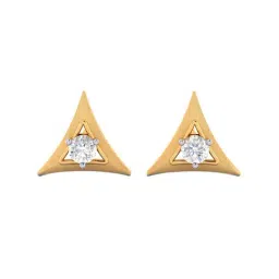 p.c. chandra jewellers BIS Hallmarked 14k Yellow Gold American Diamond Stud Earrings for Women & Girls image 1