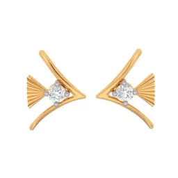 p.c. chandra jewellers BIS Hallmarked 14k Yellow Gold American Diamond Stud Earrings for Women & Girls-picture-10