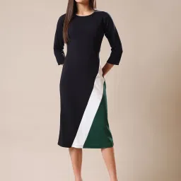 PURVAJA Green Color-Block Dress image 3