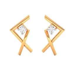 p.c. chandra jewellers BIS Hallmarked 14k Yellow Gold Criss-cross American Stud Earrings for Women & Girls-picture-30