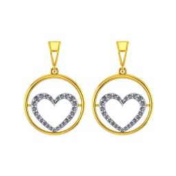 p.c. chandra jewellers BIS Hallmarked 22k Gold Circular Drop Earrings with A Studded Heart In The Centre for Women & Girls-picture-43