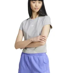 Adidas Originals Grey Slim Fit Sports T-Shirt-image-4