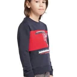 Beverly Hills Polo Club Kids Navy & Red Color Block Full Sleeves Sweatshirt image 3