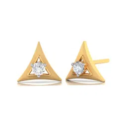 p.c. chandra jewellers BIS Hallmarked 14k Yellow Gold American Diamond Stud Earrings for Women & Girls image 3