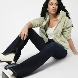 Vero Moda Dark Blue Blended Bootcut High Rise Jeans-image-34