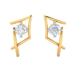 p.c. chandra jewellers BIS Hallmarked 14k Yellow Gold American Diamond Stud Earrings for Women & Girls-picture-22