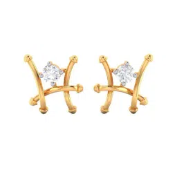 p.c. chandra jewellers BIS Hallmarked 14k Yellow Gold Fence Style Stud Earrings for Women & Girls-picture-33