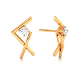 p.c. chandra jewellers BIS Hallmarked 14k Yellow Gold Criss-cross American Stud Earrings for Women & Girls image 3