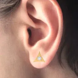 p.c. chandra jewellers BIS Hallmarked 14k Yellow Gold American Diamond Stud Earrings for Women & Girls image 2