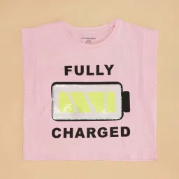Pantaloons Junior Candy Pink Cotton Printed Top image 3