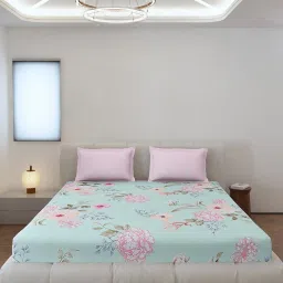 Monte Carlo Edmond Light Pink Polyester Printed 130 GSM King Bedsheet with 2 x Pillow Covers image 3