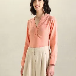 U.S. Polo Assn. Peach Linen Graphic Print Top image 3