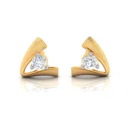 p.c. chandra jewellers BIS Hallmarked 14k Yellow Gold A-shape American Diamond Stud Earrings for Women & Girls-picture-16
