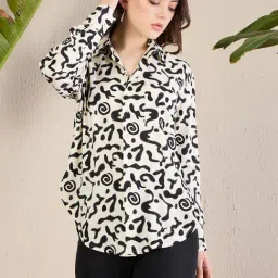 Magre Beige Printed Oversized Shirt-picture-11
