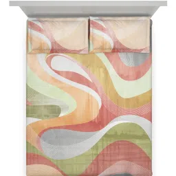 DDECOR Live beautiful Red Cotton Contemporary 145 TC Double Flat Bedsheet with 2 Pillow Covers image 3