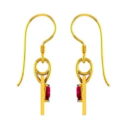 p.c. chandra jewellers BIS Hallmarked 22k Yellow Gold Hexagonal Drop Earrings with A Mini Red Heart for Women & Girls image 5