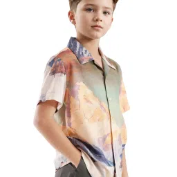 Rare Ones Boys Orange Viscose Printed Shirt image 3