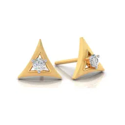 p.c. chandra jewellers BIS Hallmarked 14k Yellow Gold American Diamond Stud Earrings for Women & Girls image 4