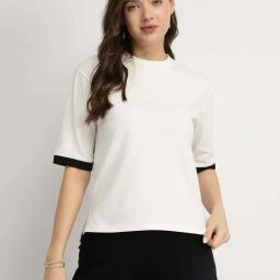 Fablestreet White Cotton Crew Neck T-Shirt-picture-41