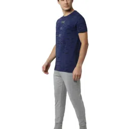 Peter England Navy & Grey Cotton Regular Fit Printed T-Shirt with Joggers image 3