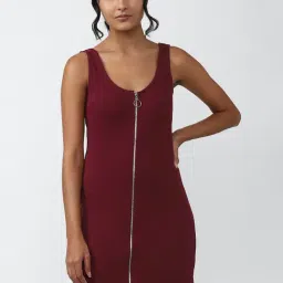 Forever 21 Maroon Cotton Regular Fit Bodycon Dress-picture-25
