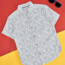 Pantaloons Junior Boys White Cotton Floral Print Shirt-image-13