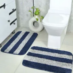 Saral Home Blue Polyester Bathmats Set of 2-picture-27