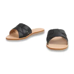 Ginger by Lifestyle Women's Black Cross Strap Sandals image 5