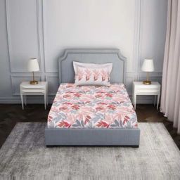 Spaces Atrium Pink 100% Cotton 144 TC Single Bedsheet with 1 Pillow Cover-picture-21