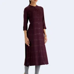 Cotton Culture Purple Cotton Striped Kurta image 3