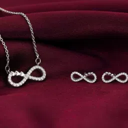 GIVA 92.5 Sterling Silver Infinity Heart Necklace & Earring Set-picture-10