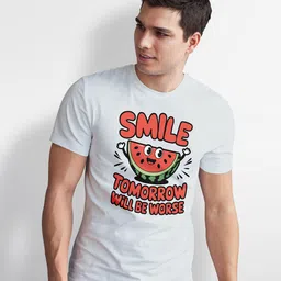 Seekbuylove Typography Printed Round Neck Pure Cotton Bio Finish T-shirt-image-25