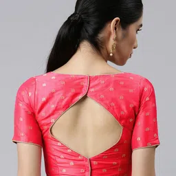 flaher Pink Woven Design Jacquard Padded Blouse image 4