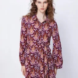 Cover Story Brown Printed A Line Dress-picture-29