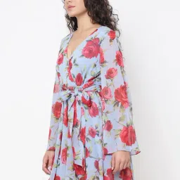 Guess Laila Delight Roses Floral V-Neck Regular Fit Mini Flare Dress image 4