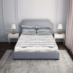 Spaces Essentials AW24 132 White & Blue 100% Cotton 132 TC Double Bedsheet with 2 Pillow Covers-picture-37