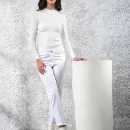 Crimsoune Club White Solid Long Sleeves Sweater image 5