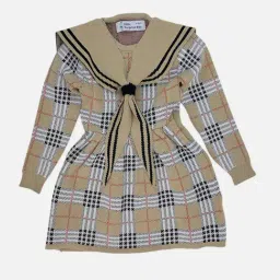 Little Surprise Box Girls Beige Chequered Dress-image-64