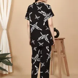Sweet Dreams Black Rayon Geometric Pyjama Set image 2