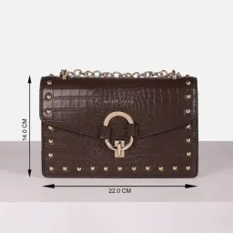 Allen Solly Brown Animal Effect Sling Handbag image 4